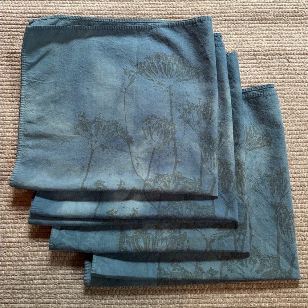 Susan Shimick napkins set of 4 dinner cloths organic cotton eco dyed floral NEW